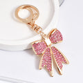Sparkling Crystal Bow Keychain Charm - Pink