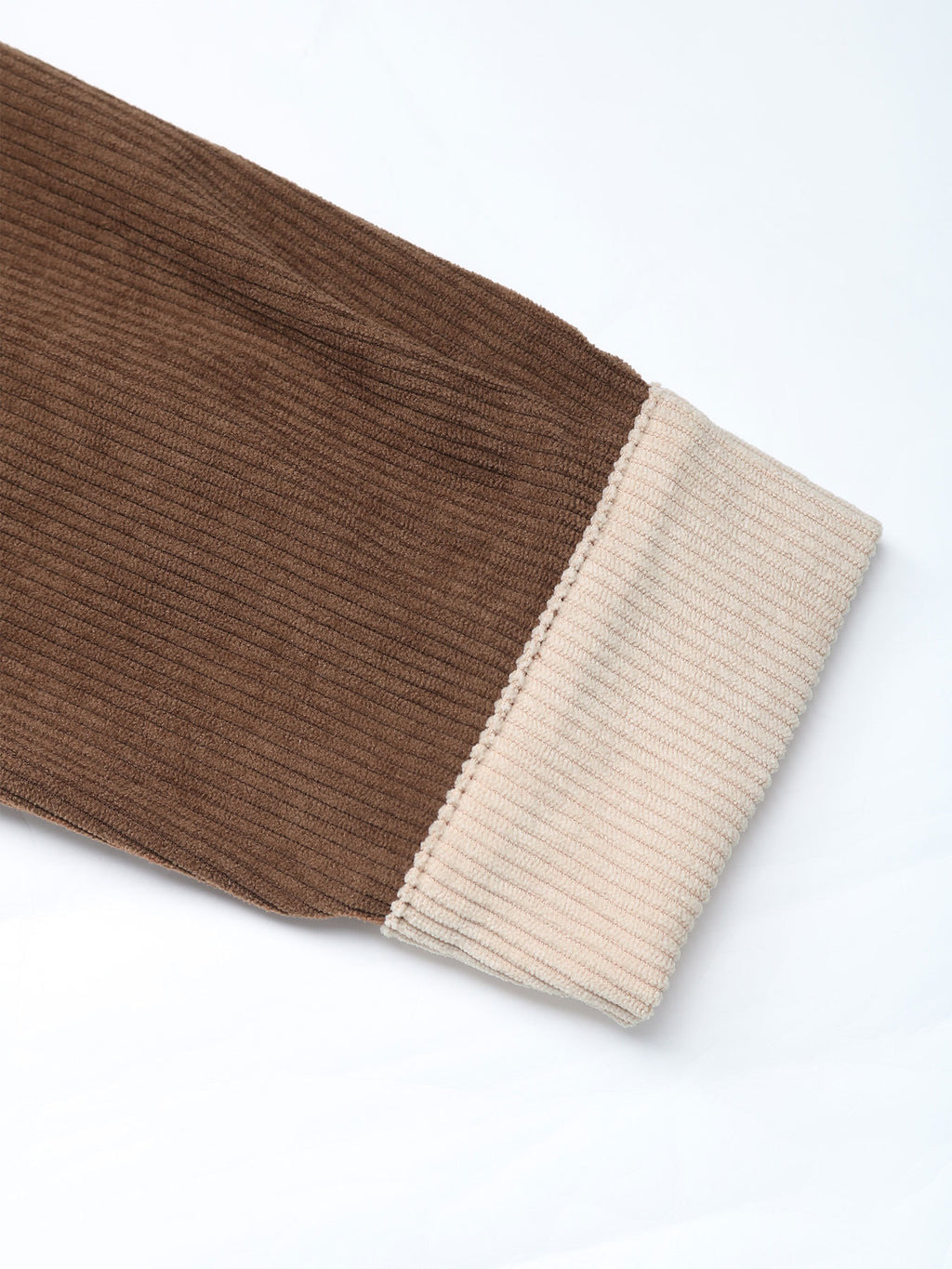 Colorblock Corduroy Button Down Shirt - Coffee - 7