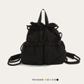 Puffy Ruched Drawstring Mini Backpack - Black