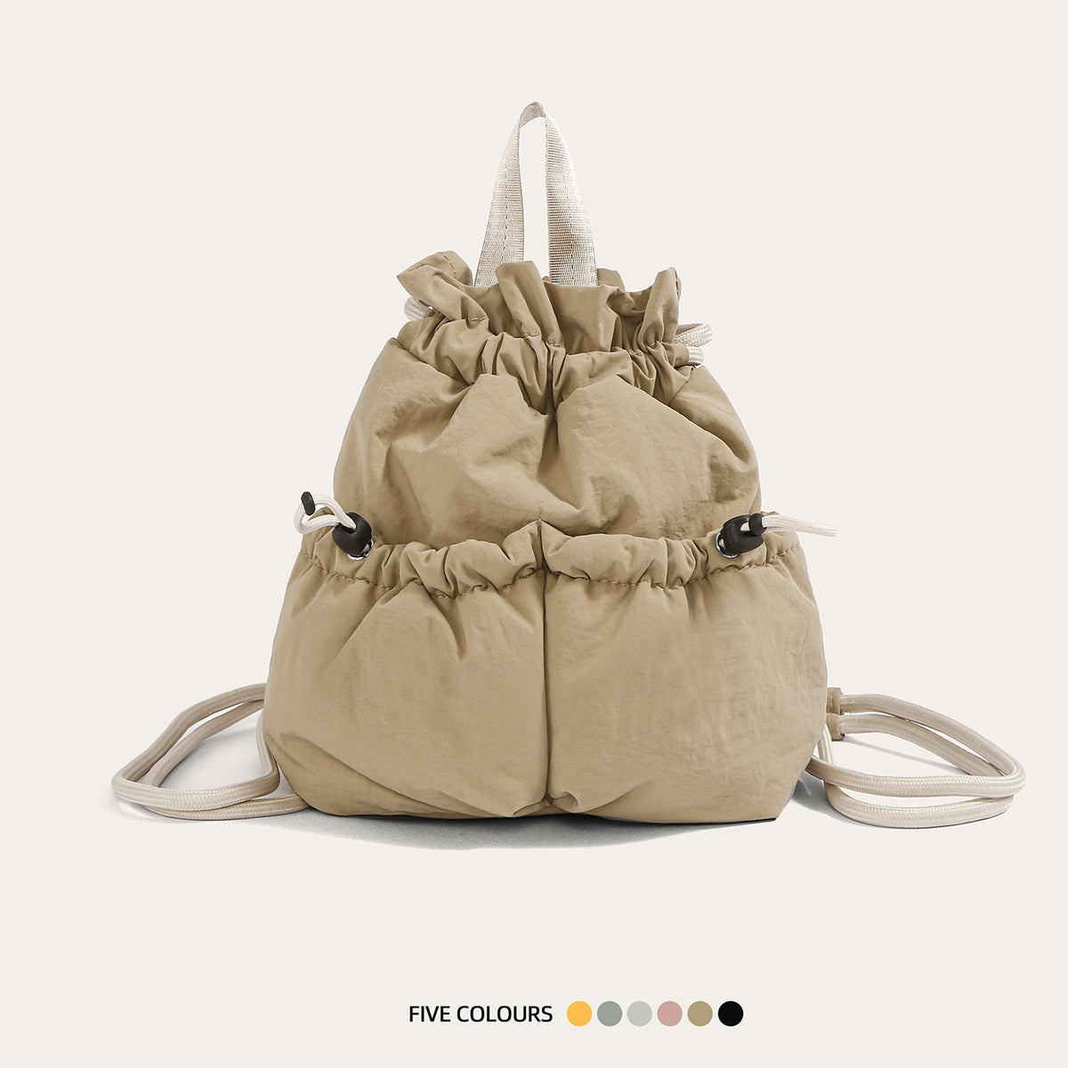 Puffy Ruched Drawstring Mini Backpack