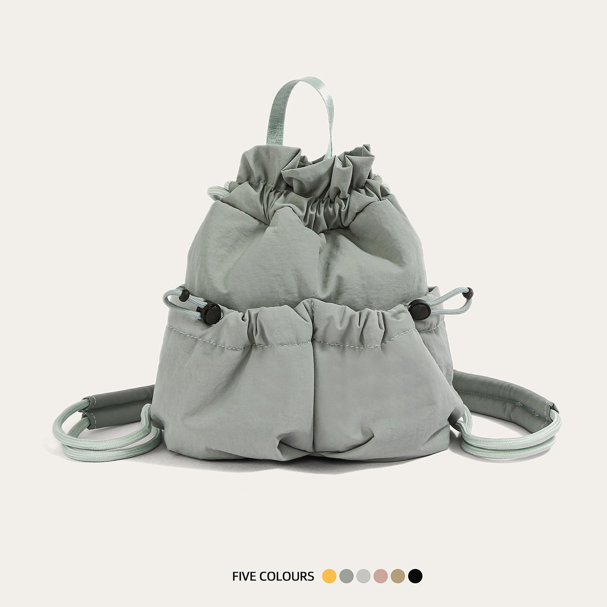 Puffy Ruched Drawstring Mini Backpack