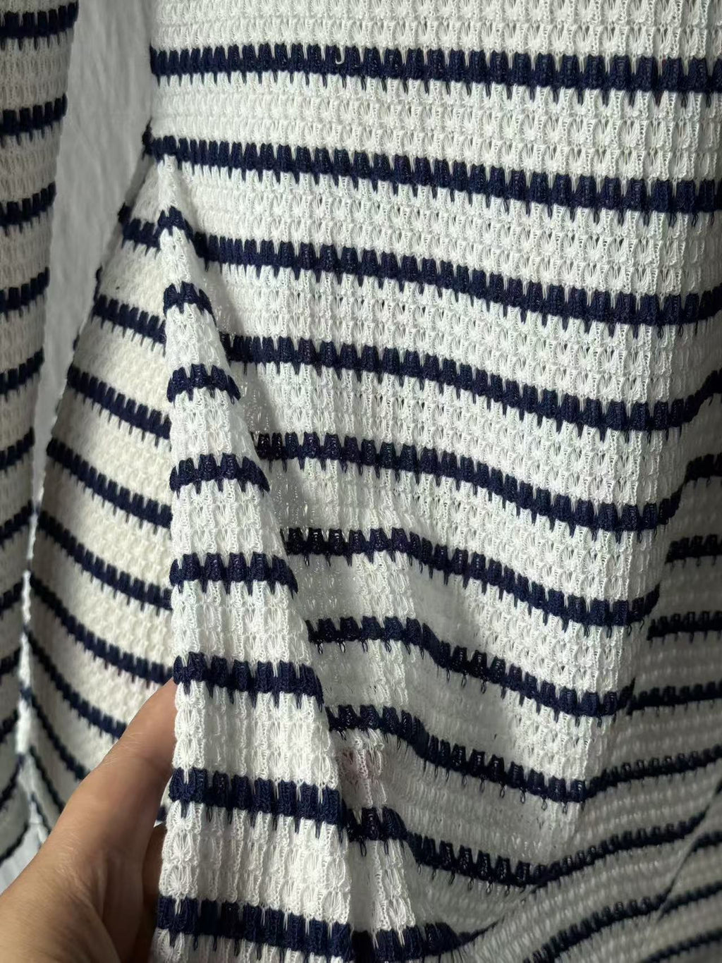 Textured Stripe Knit Top And Pants Set - Blue - 1