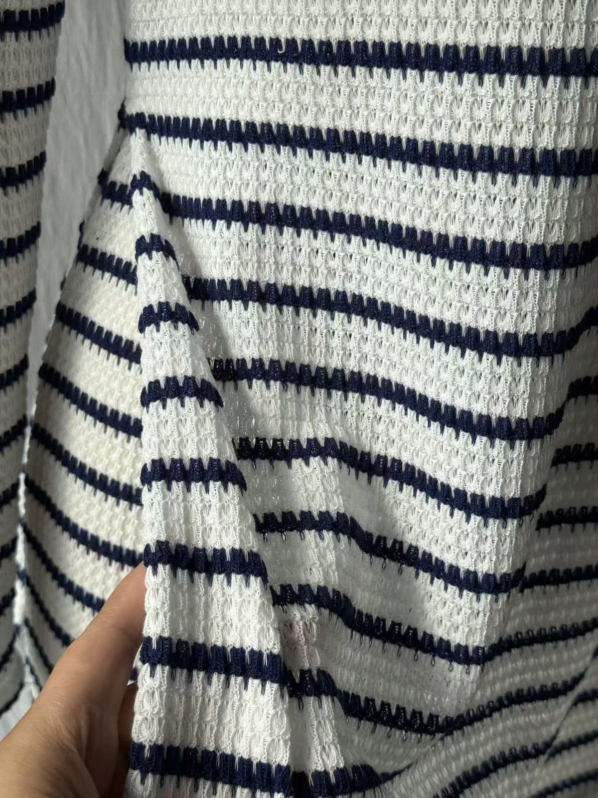 Textured Stripe Knit Top And Pants Set - Blue - 1