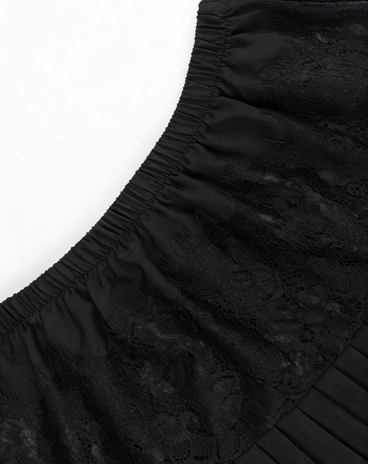 Pleated Lace Mini Skirt With Shorts - Black - 3