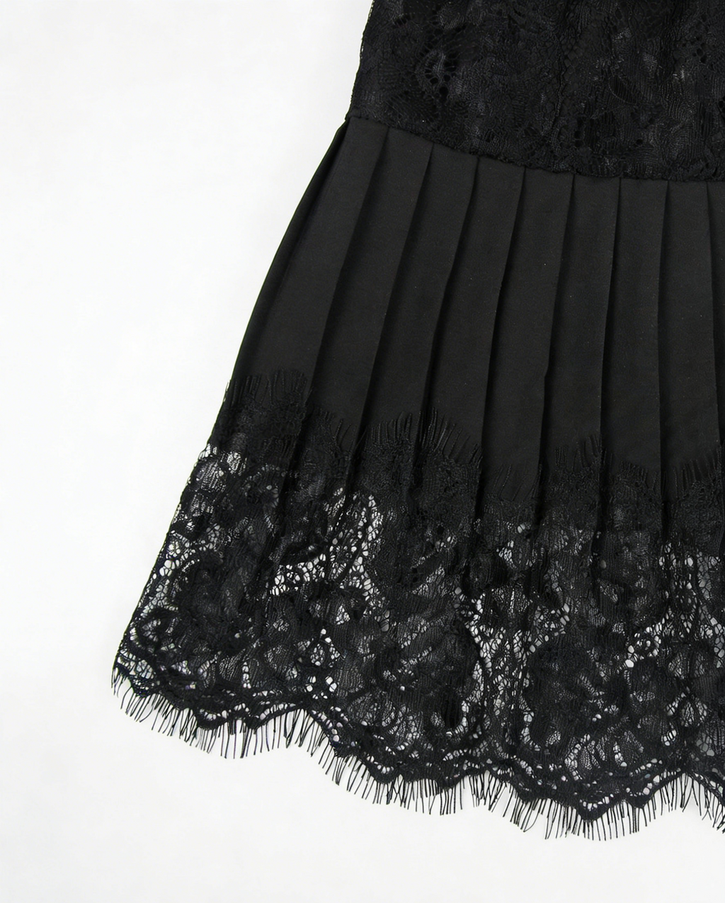 Pleated Lace Mini Skirt With Shorts - Black - 5