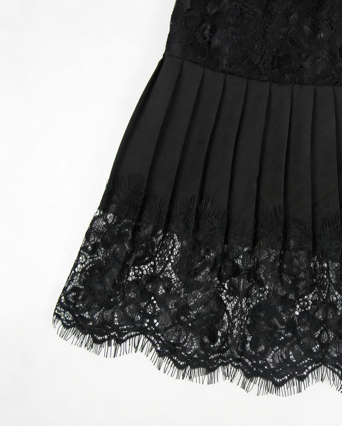 Pleated Lace Mini Skirt With Shorts - Black - 5