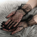 Sheer Polka Dot Tulle Gloves - BlackDots