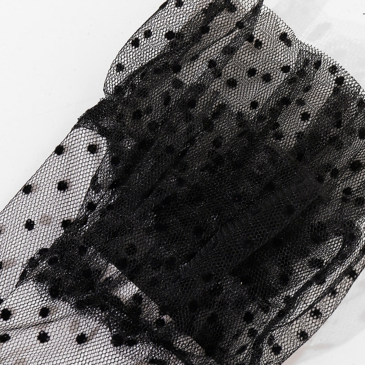 Sheer Polka Dot Tulle Gloves - BlackDots - 3