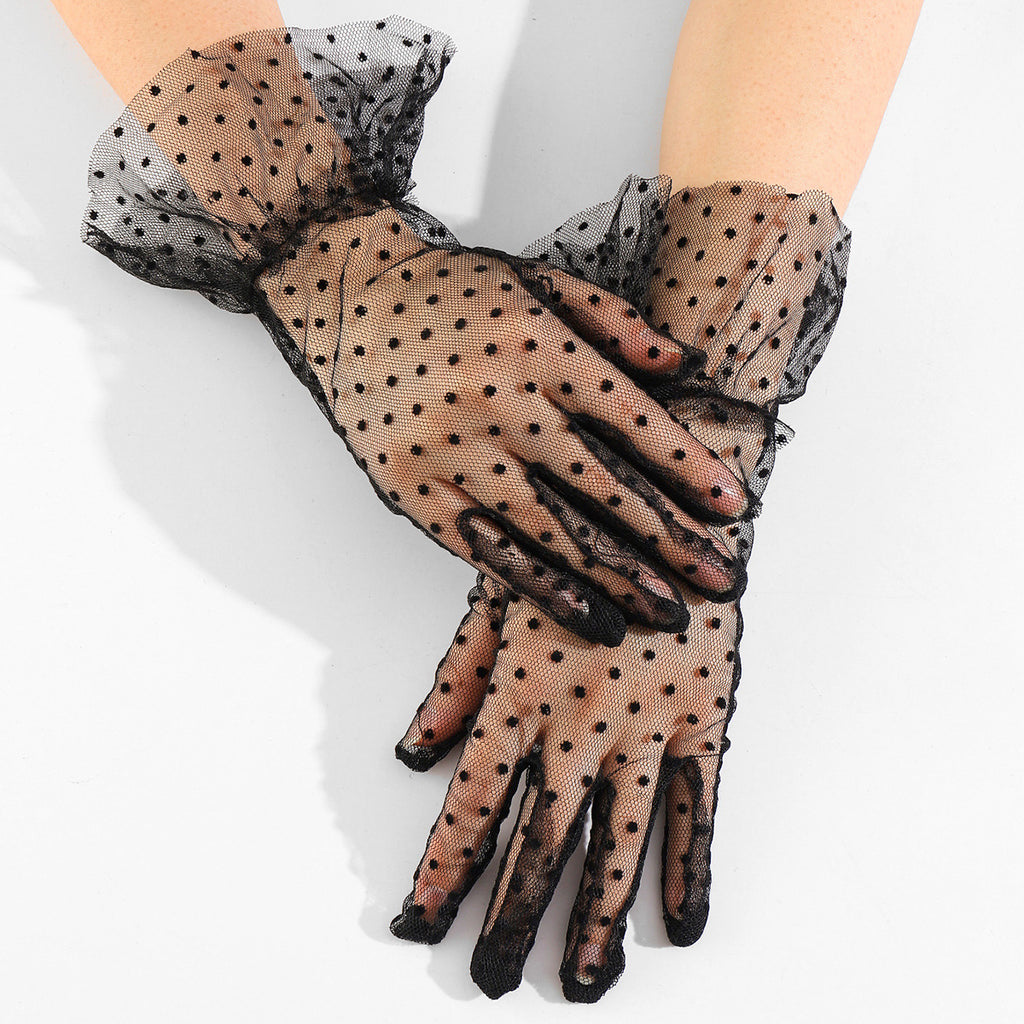 Sheer Polka Dot Tulle Gloves - view 1