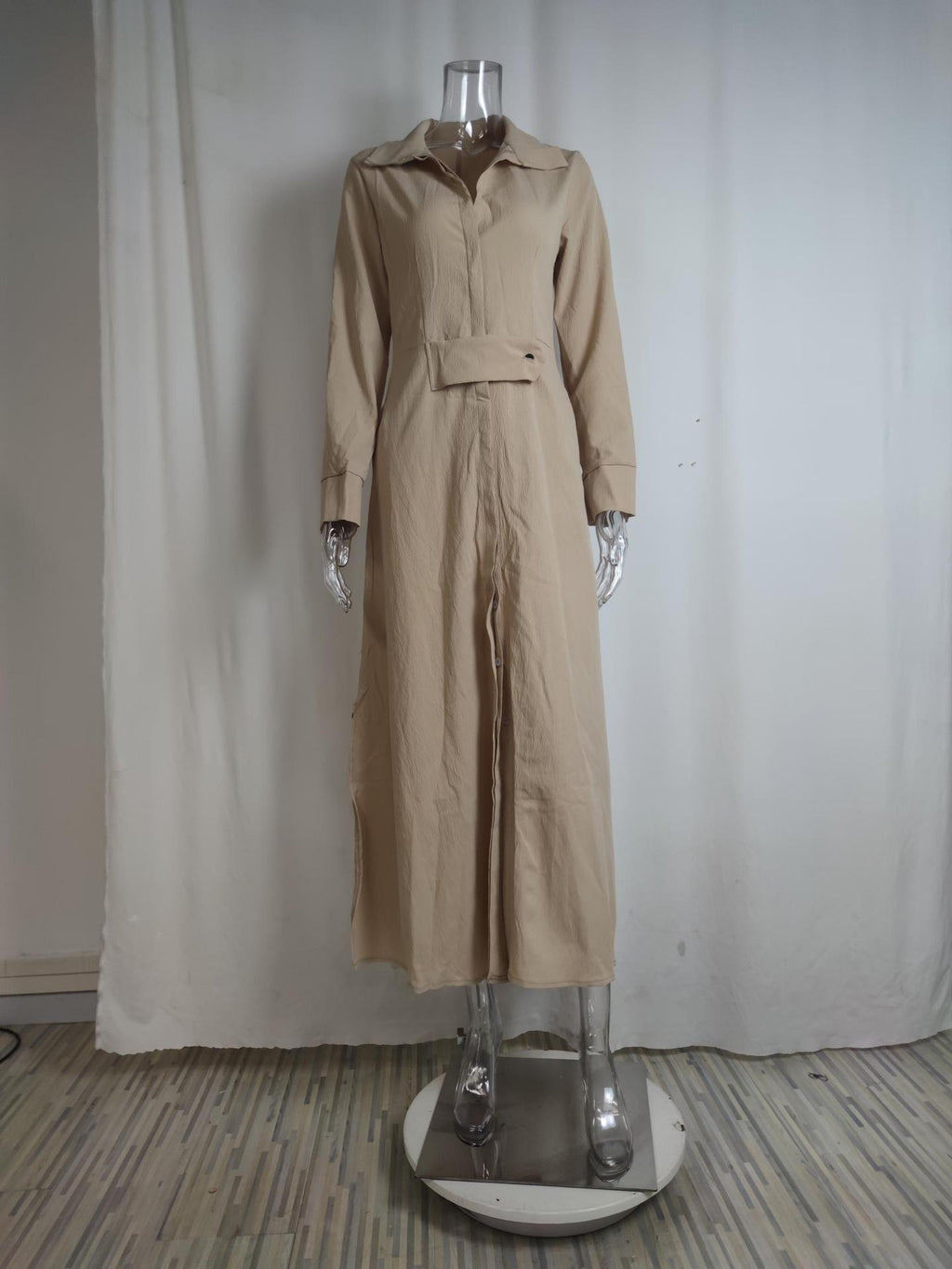 Collared Button Through Maxi Shirt Dress - view 1