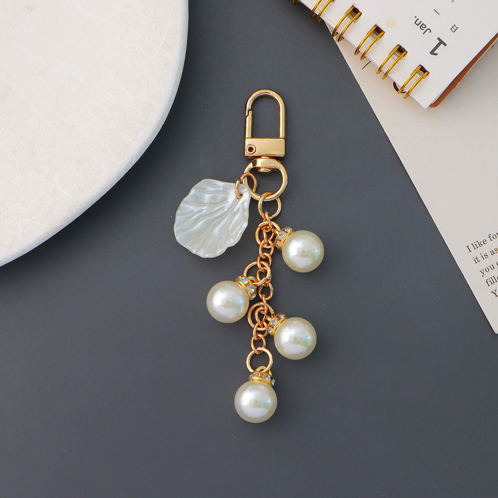 Pearl Cluster Charm Keychain Bag Pendant - Shell