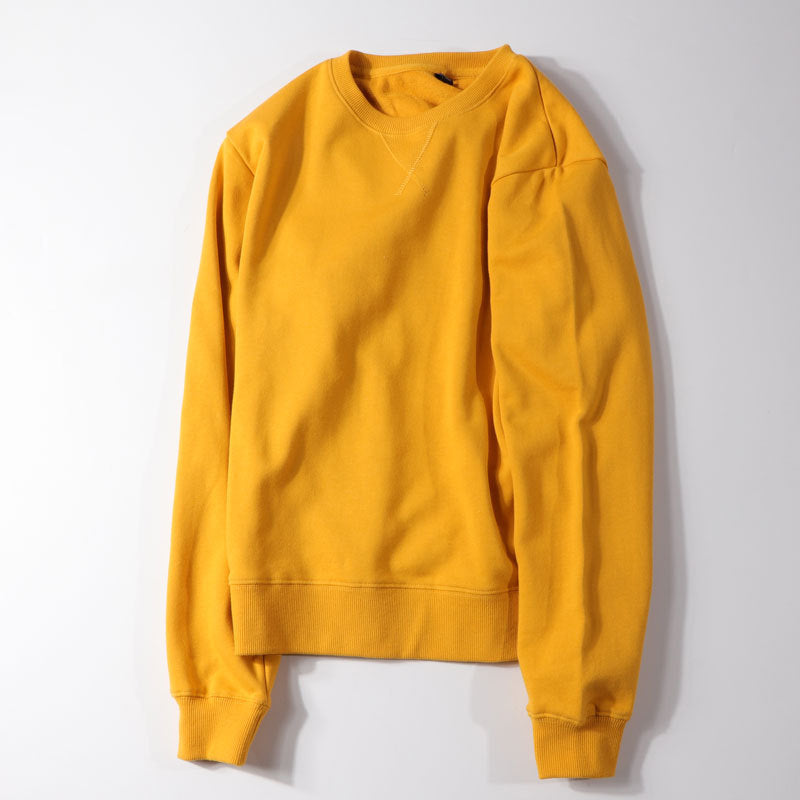 Contrast Stitch Cotton Crewneck Sweatshirt - Mustard