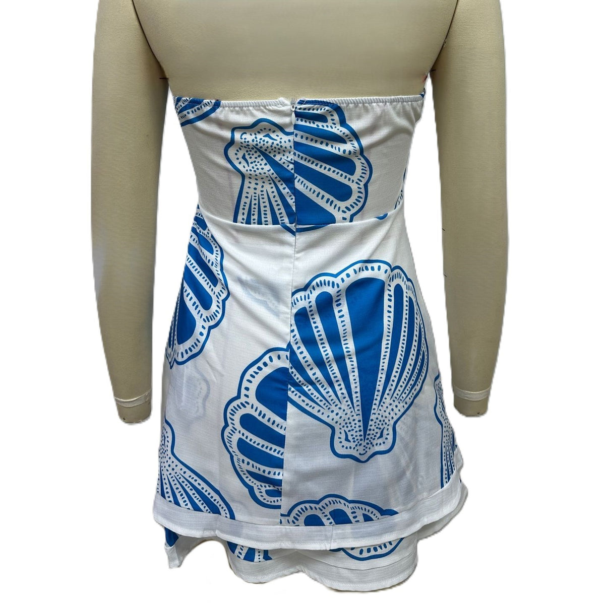 Shell Print Bandeau Top And Shorts Set - Blue - 1