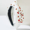Fruit Charm Rhinestone Knot Headband - White