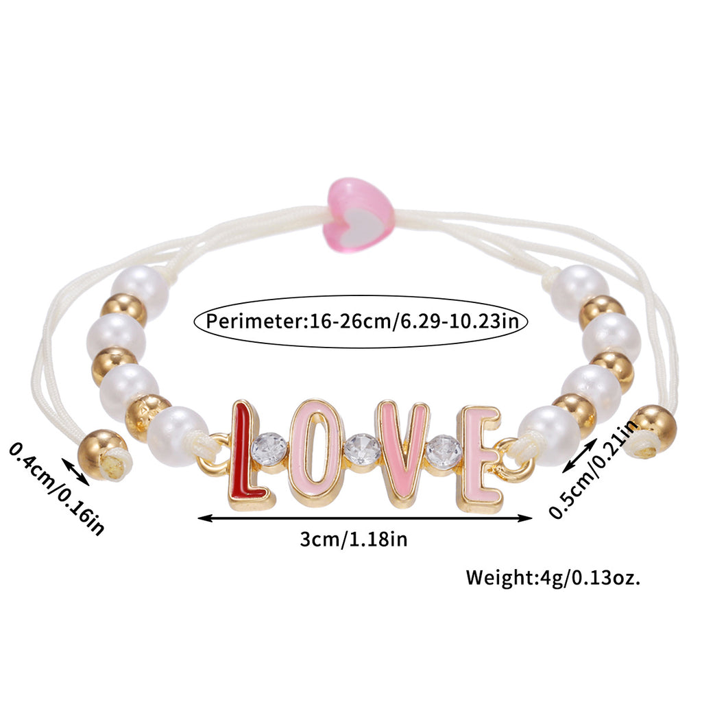 Pearl Bead Heart Charm Cord Bracelet - view 1