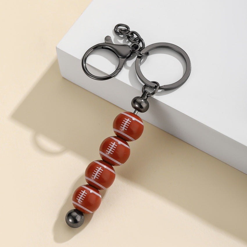 Beaded Sports Ball Keychain for Team Bags - Rugby