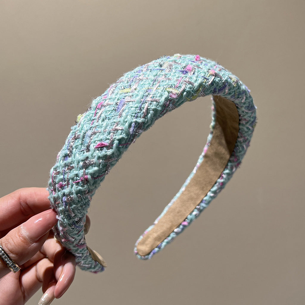 Shaded Tweed Wide Padded Headband - Turquoise