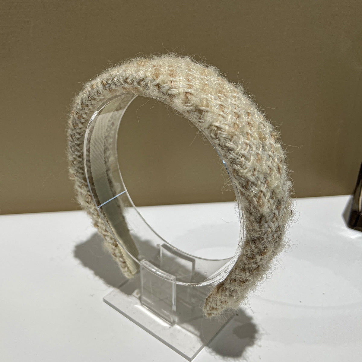 Shaded Tweed Wide Padded Headband - beige