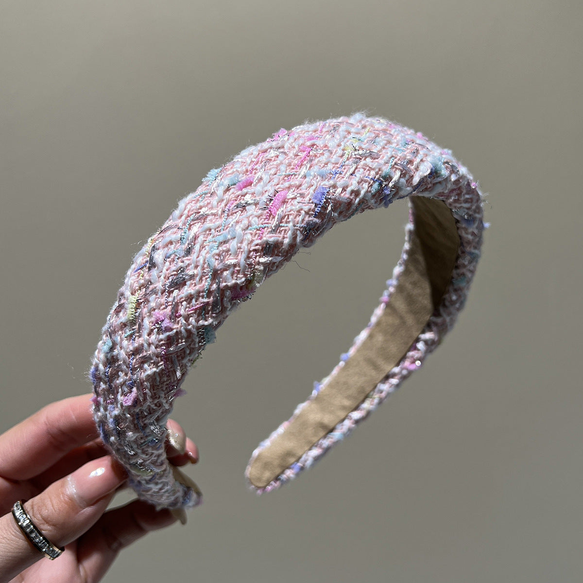 Shaded Tweed Wide Padded Headband - pink