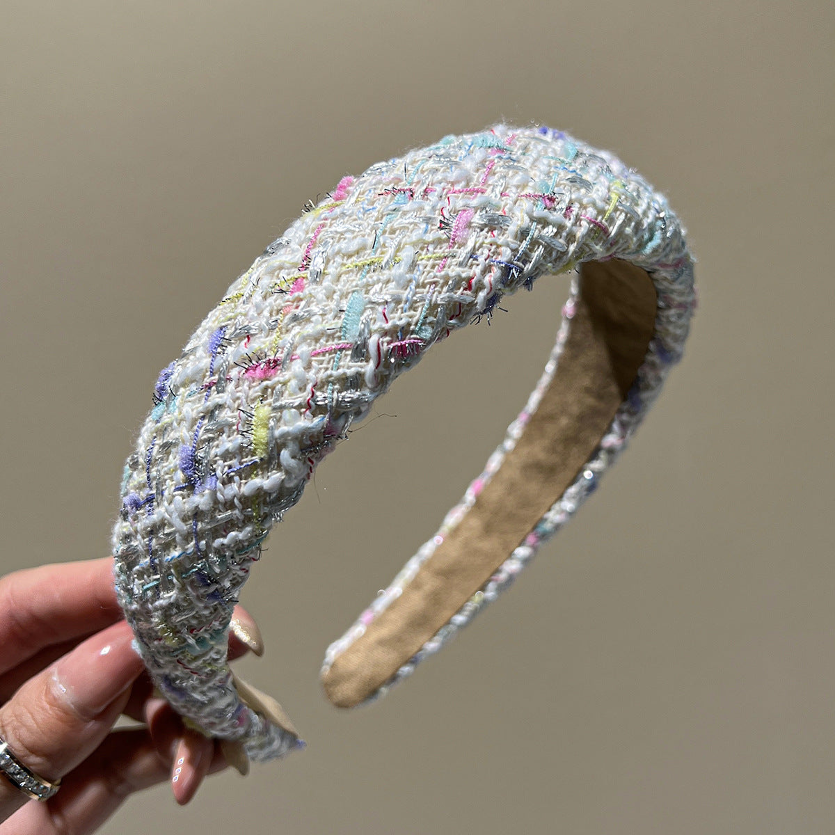 Shaded Tweed Wide Padded Headband - white02