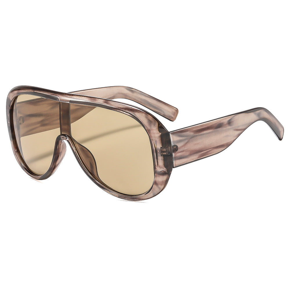 Oversized Shield Sunglasses With One Piece Lens - Decor_G