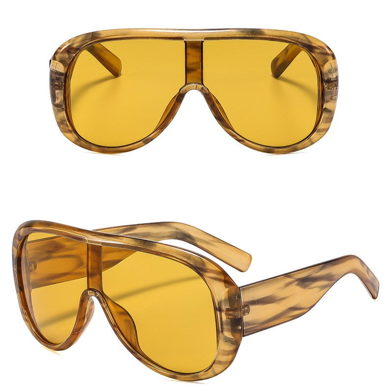 Oversized Shield Sunglasses With One Piece Lens - Decor_Y - 1