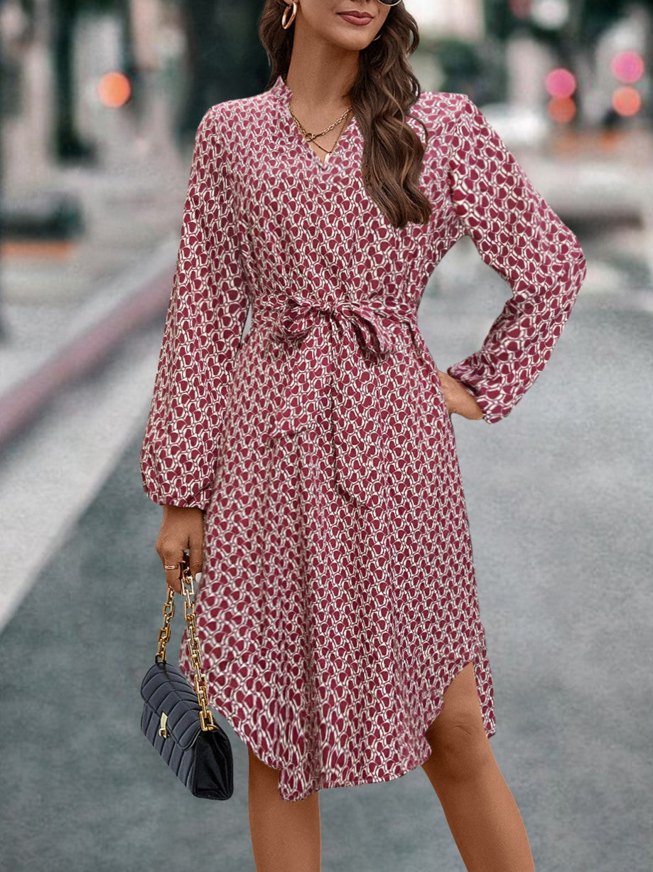 Ditsy Print Tie Waist Wrap Midi Dress