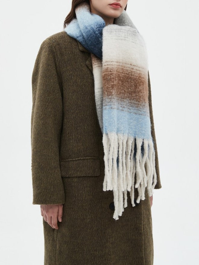 Ombre Stripe Fringed Oversized Winter Scarf - NO-1 - 3