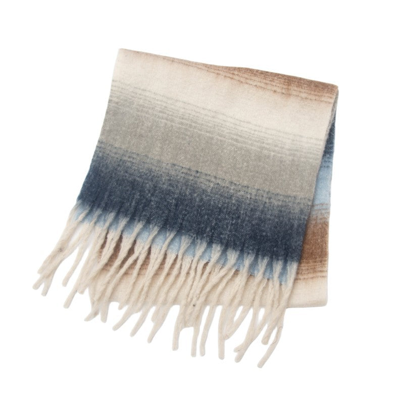 Ombre Stripe Fringed Oversized Winter Scarf - NO-1 - 4