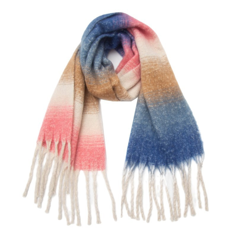 Ombre Stripe Fringed Oversized Winter Scarf - NO-2