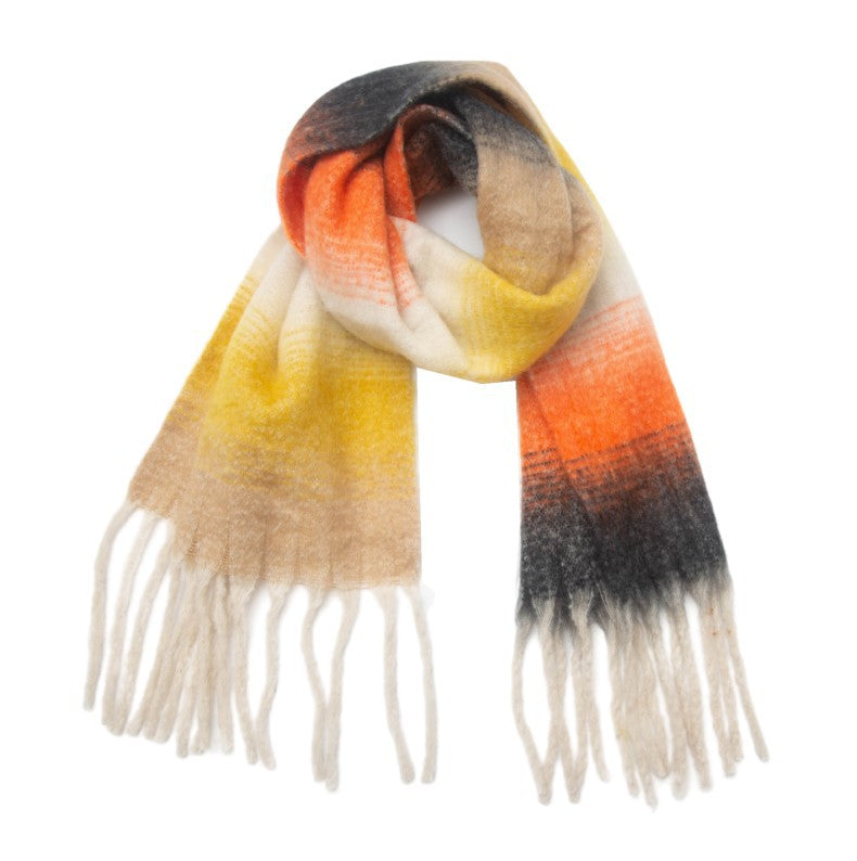 Ombre Stripe Fringed Oversized Winter Scarf - NO-4