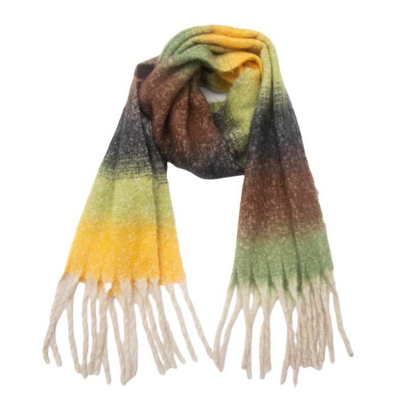 Ombre Stripe Fringed Oversized Winter Scarf - NO-5