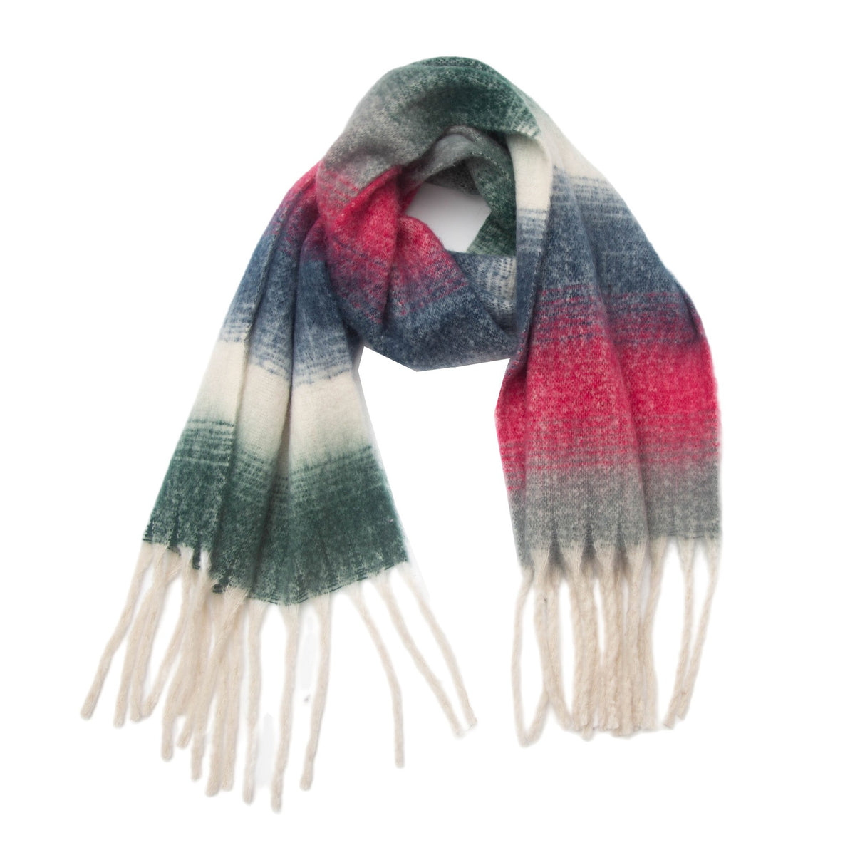 Ombre Stripe Fringed Oversized Winter Scarf - NO-6