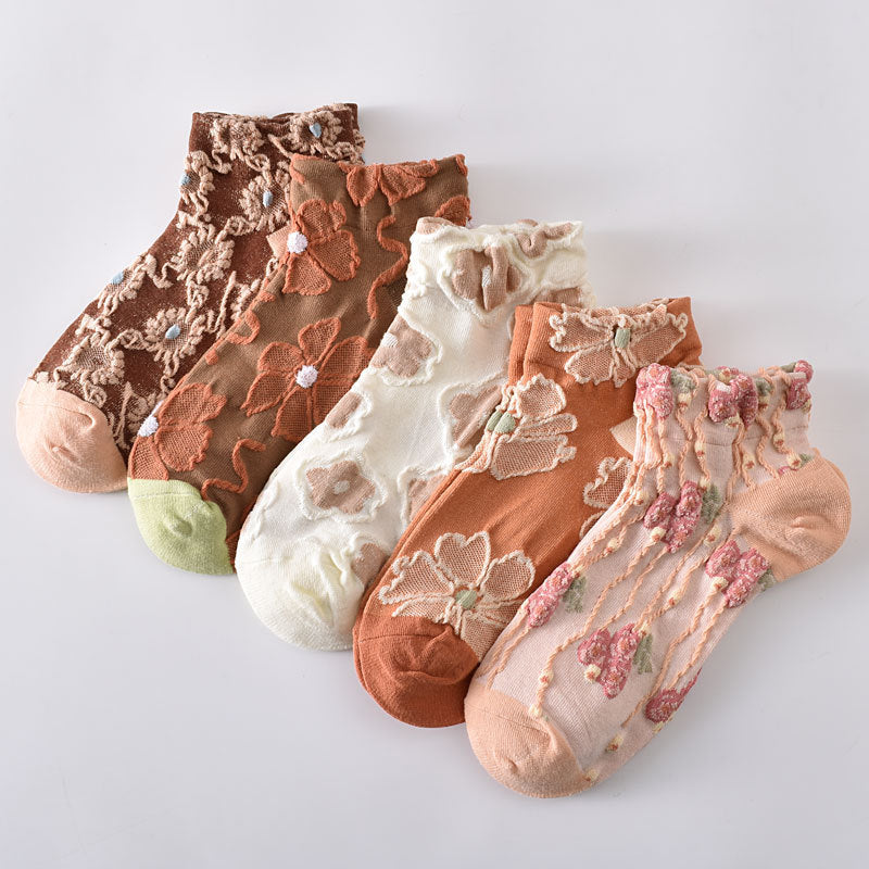 Sheer Floral Lace Ankle Socks