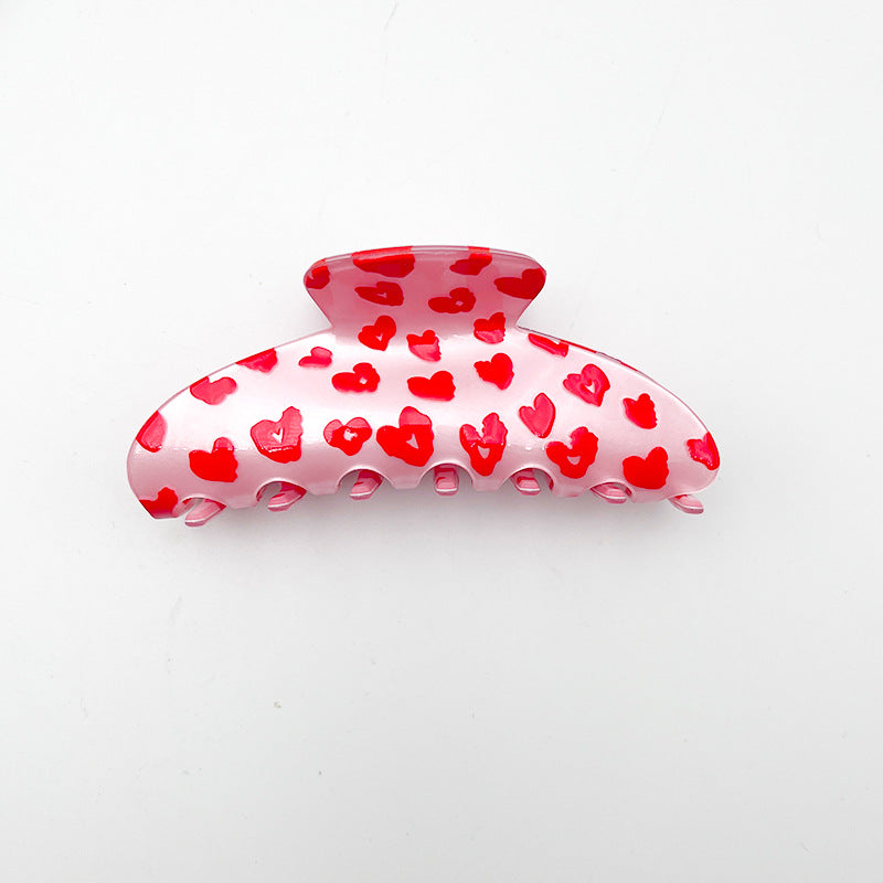 Candy Heart Print Hair Claw Clip - Love