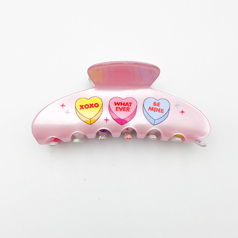 Candy Heart Print Hair Claw Clip - XOXO