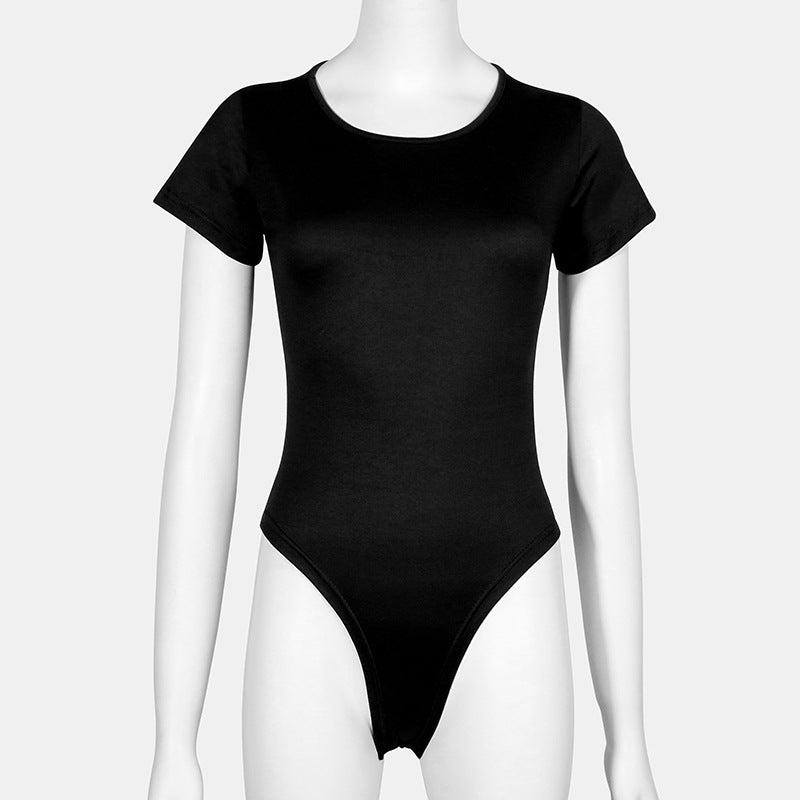 Short Sleeve Seamless Shaping Bodysuit - Black-R
