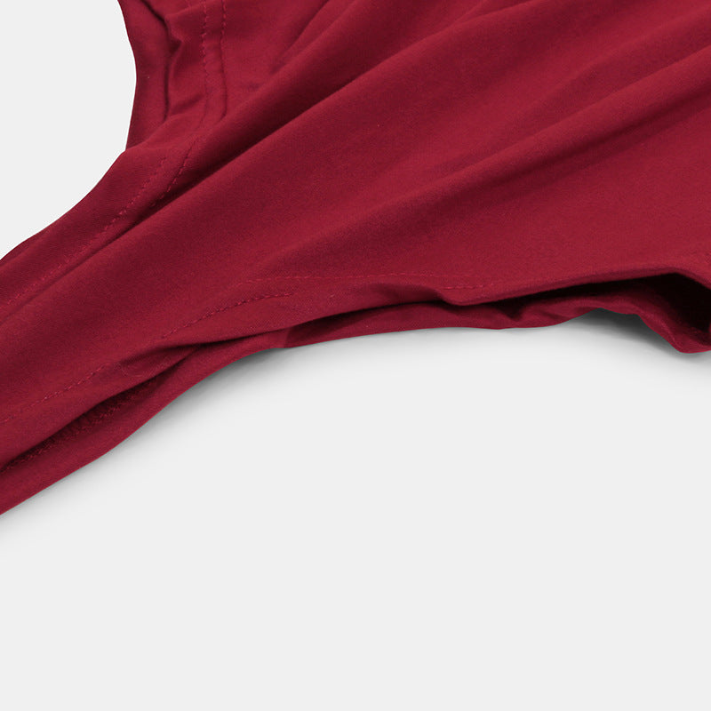 Short Sleeve Seamless Shaping Bodysuit - Red-R - 4