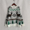 Reindeer Snowflake Jacquard Knit Sweater - White