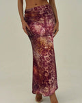 Animal Print Mesh Maxi Bodycon Skirt - Red