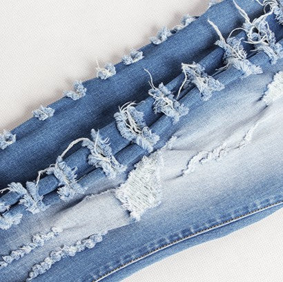 Ladder Ripped High Waist Skinny Jeans - Blue - 3