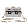 Retro Cassette Tape Acrylic Box Clutch - White