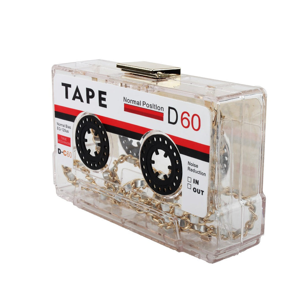 Retro Cassette Tape Acrylic Box Clutch