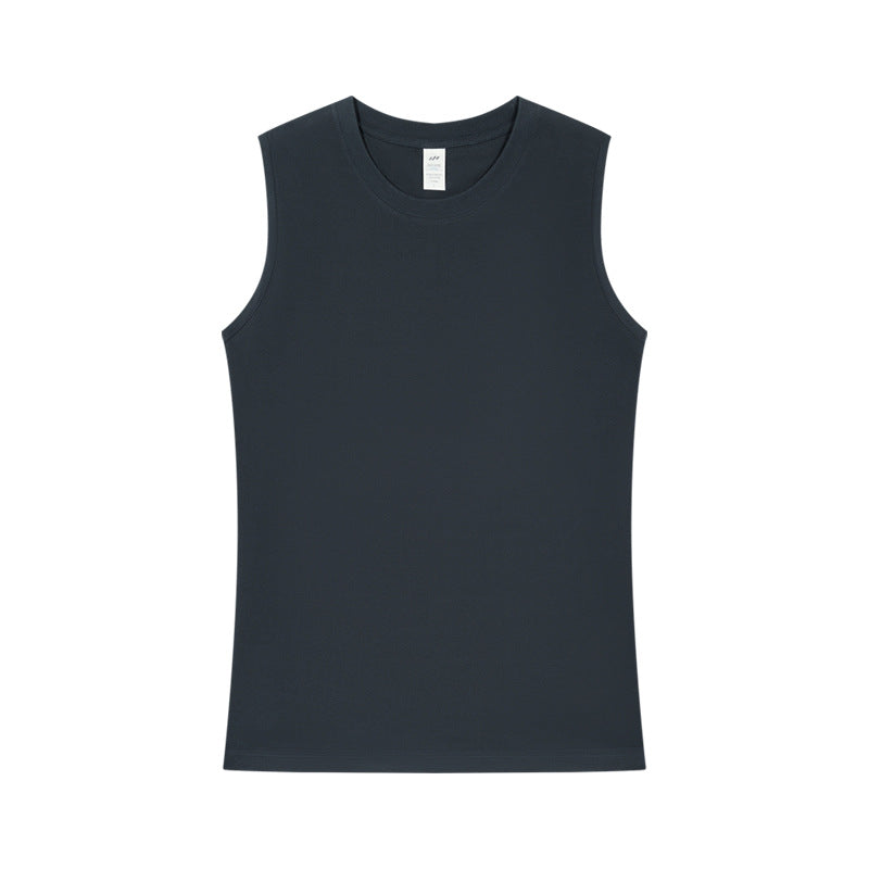 Sleeveless Cotton Muscle Tank Top - charcoal