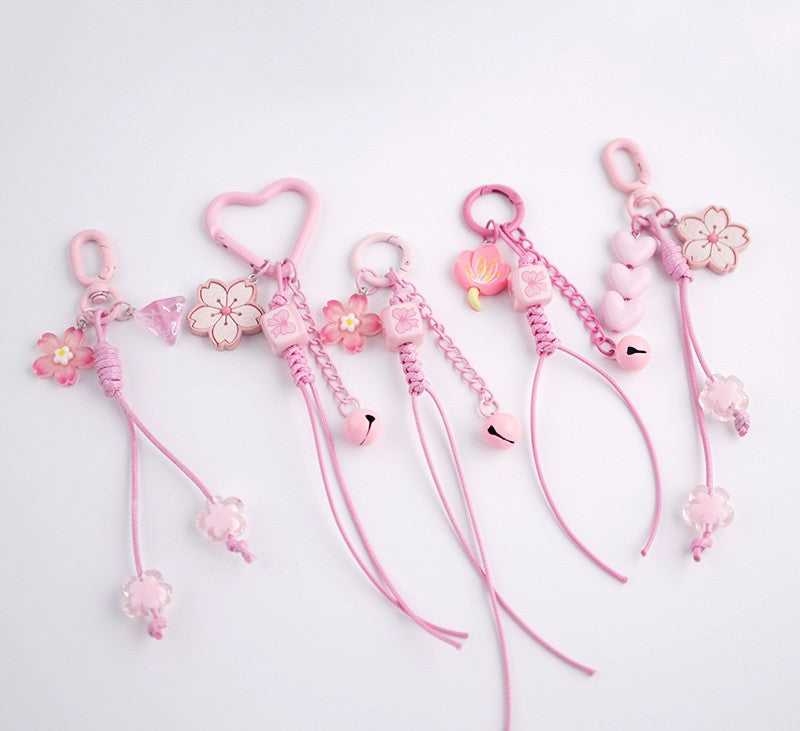 Cherry Blossom Beaded Keychain Bag Charm - view 2