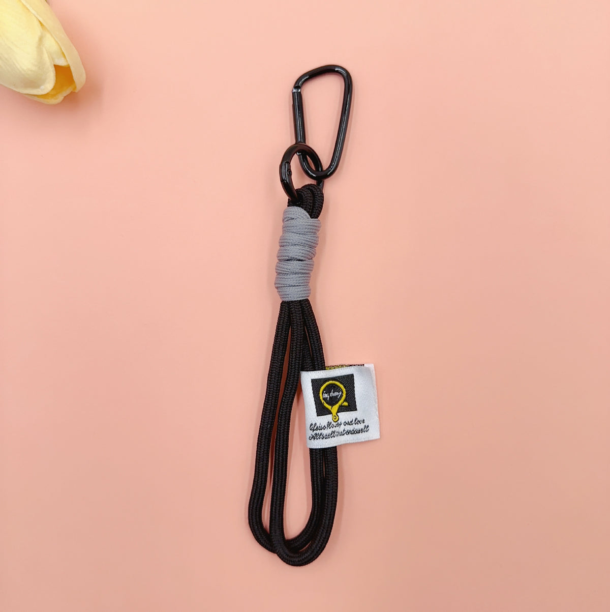 Nylon Rope Phone Wrist Strap Keychain - Black