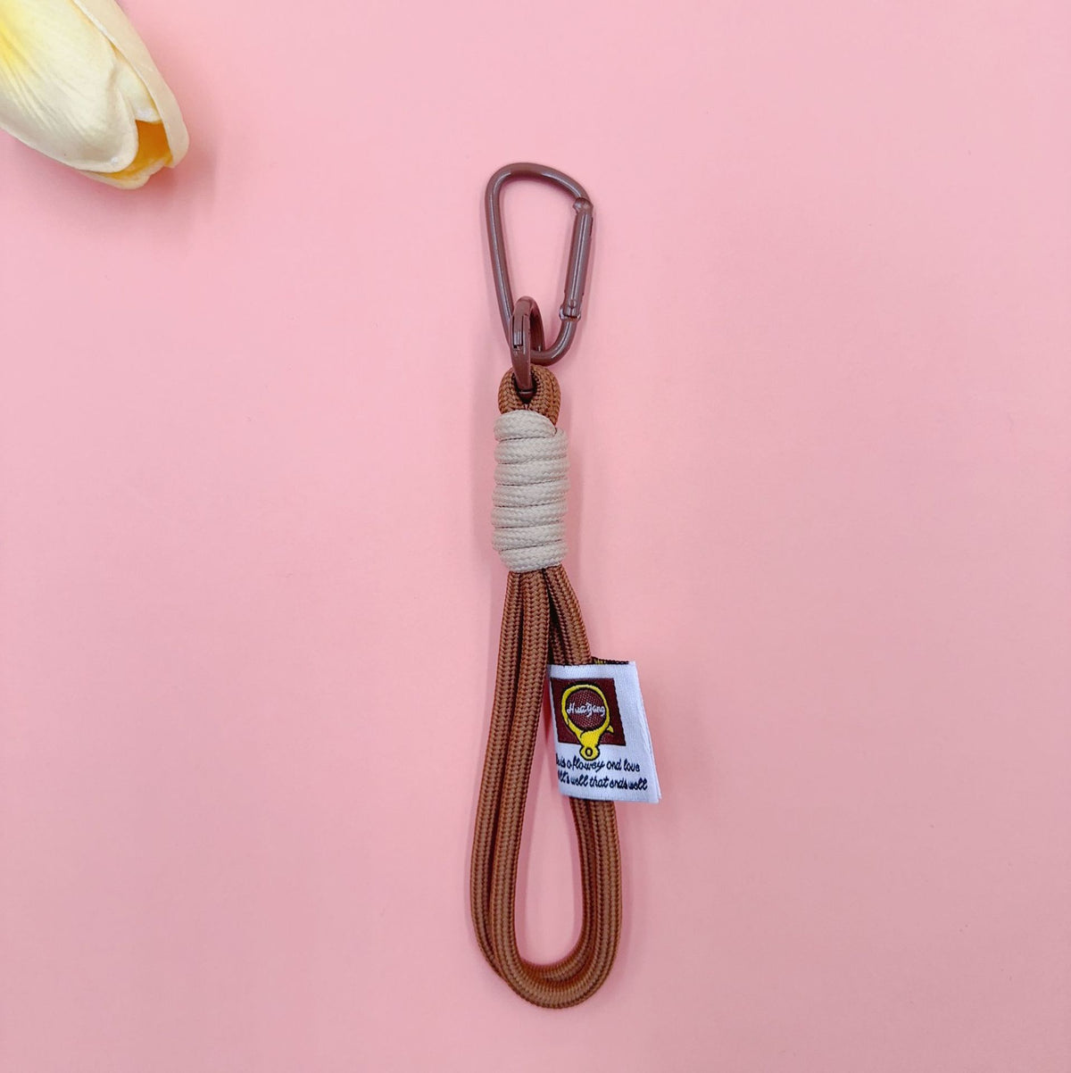 Nylon Rope Phone Wrist Strap Keychain - Coffee