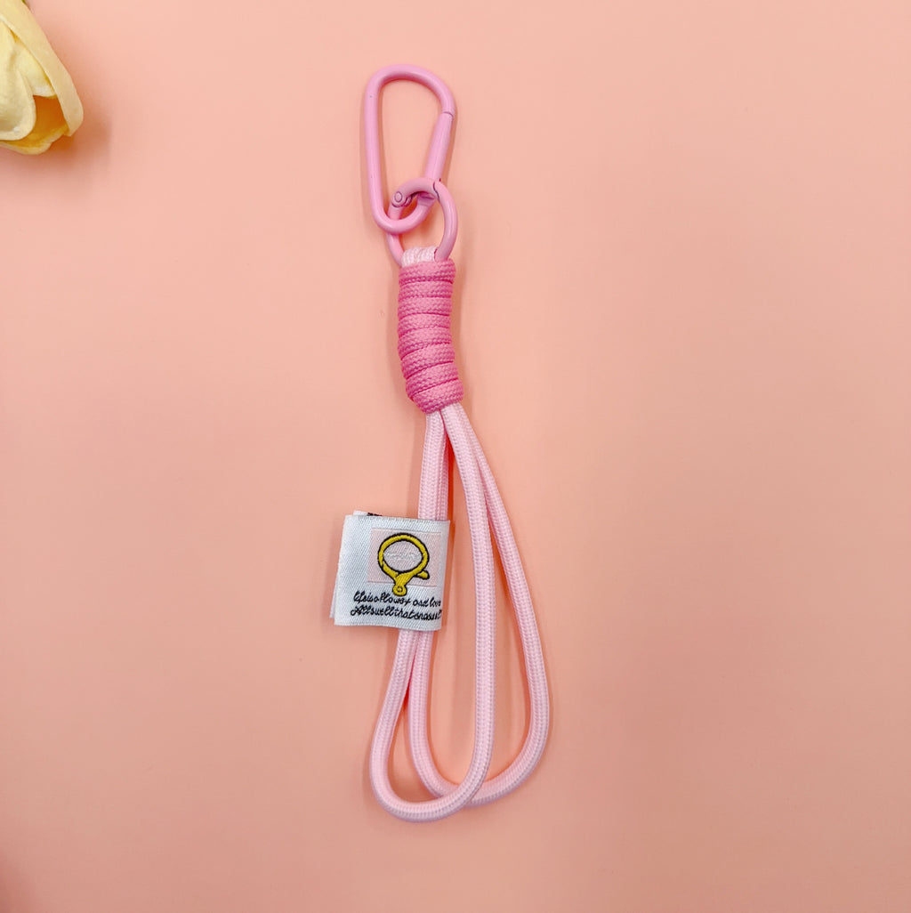 Nylon Rope Phone Wrist Strap Keychain - Pink