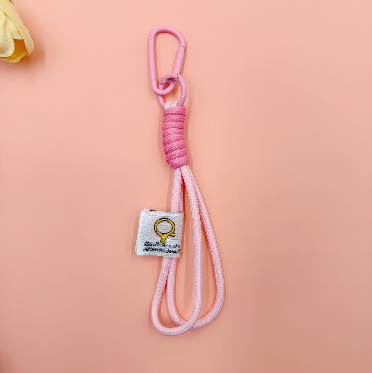 Nylon Rope Phone Wrist Strap Keychain - Pink