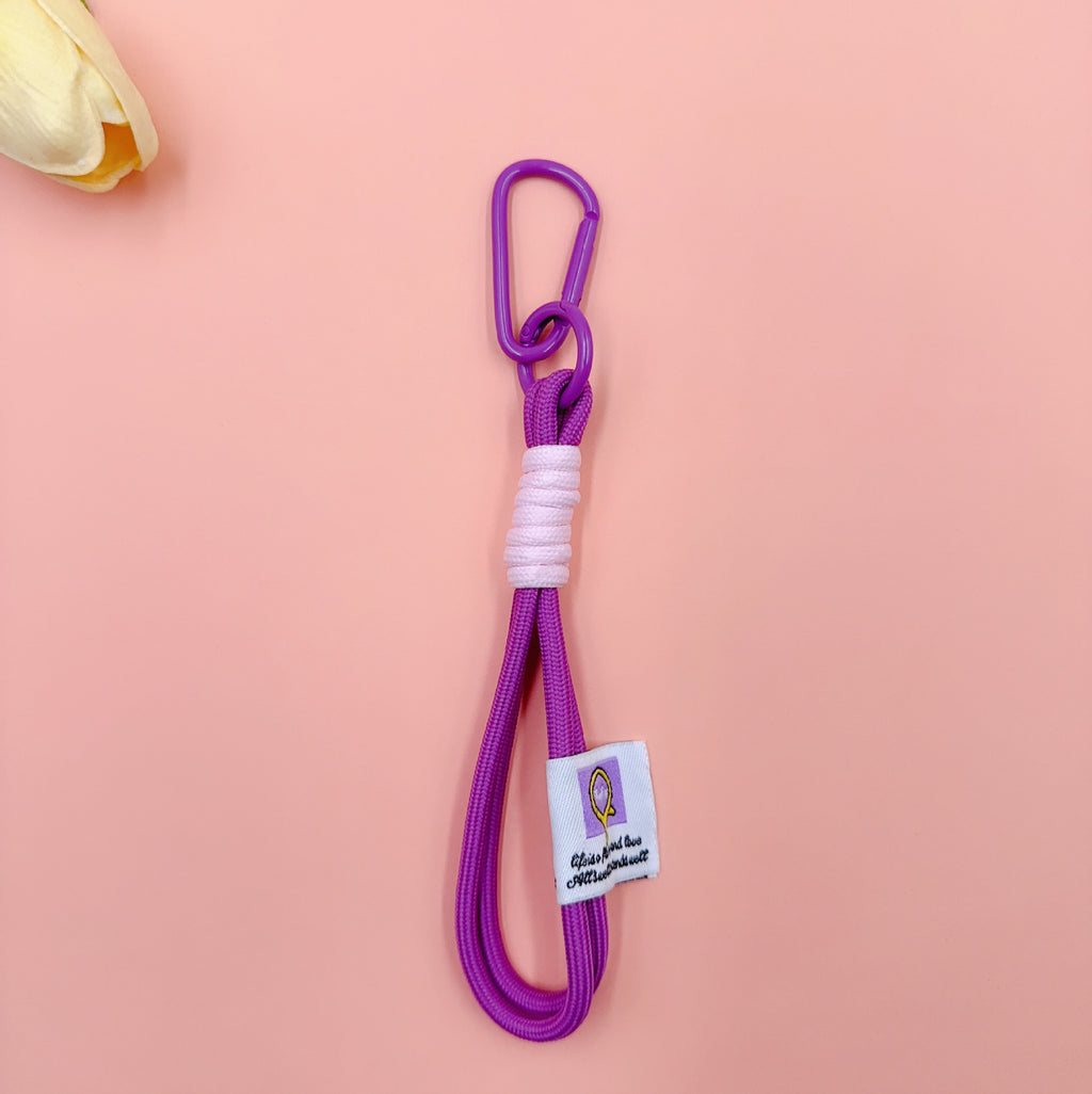 Nylon Rope Phone Wrist Strap Keychain - Purple